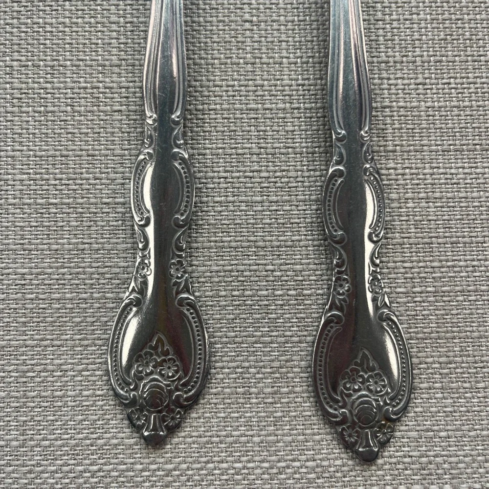 3 Sets of Serving Utensils (Spoons and Forks) Silver Stainless Steel Mixed‎ Lot